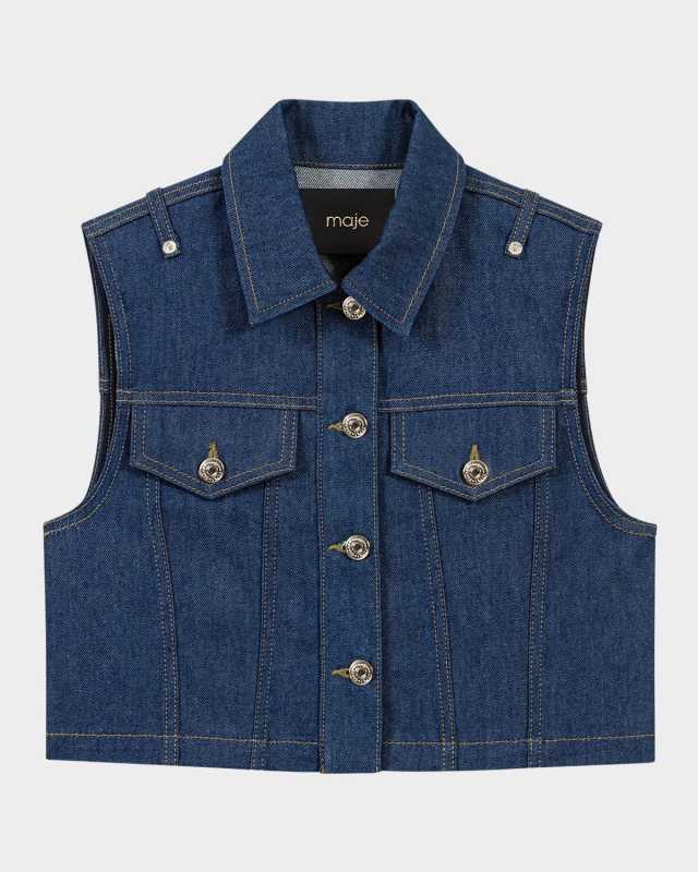 Cropped Denim Vest